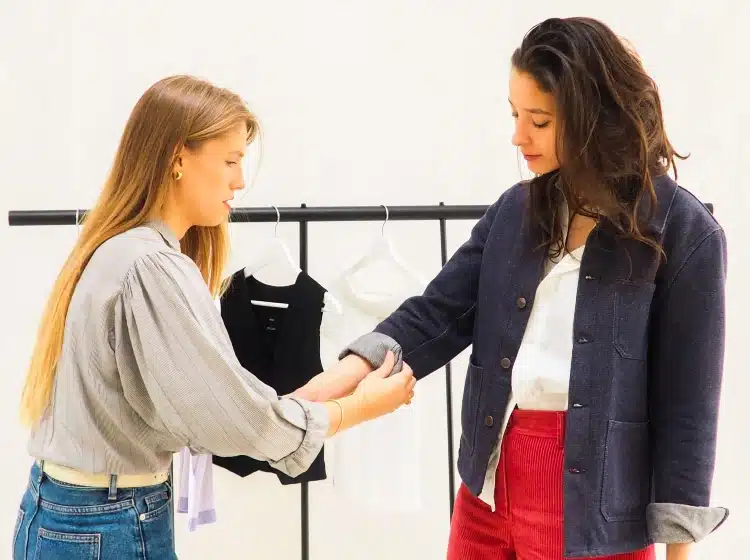 Trying on clothes whilst out shopping